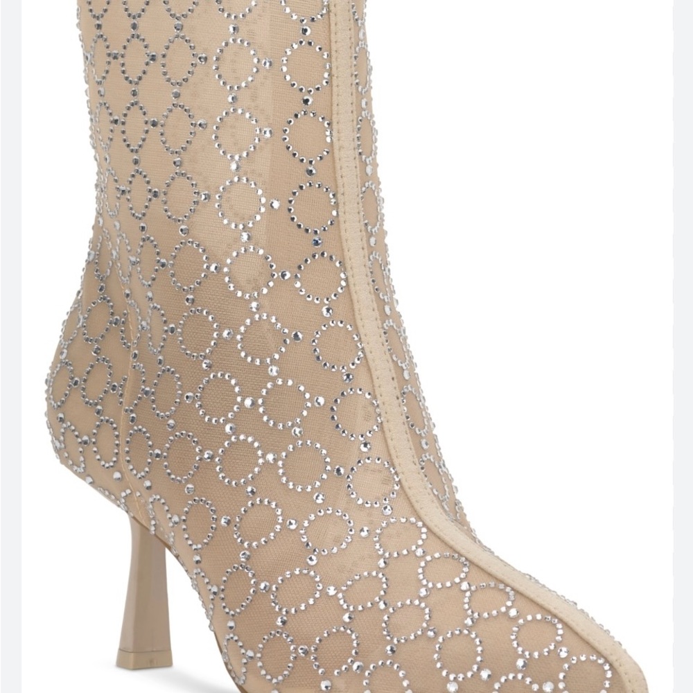 INC International Concepts Tan Rhinestone Heeled Boots NWT size 7